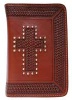 3D Belt Company BI241 Brown Bible Cover with Tooled Cross and Studs